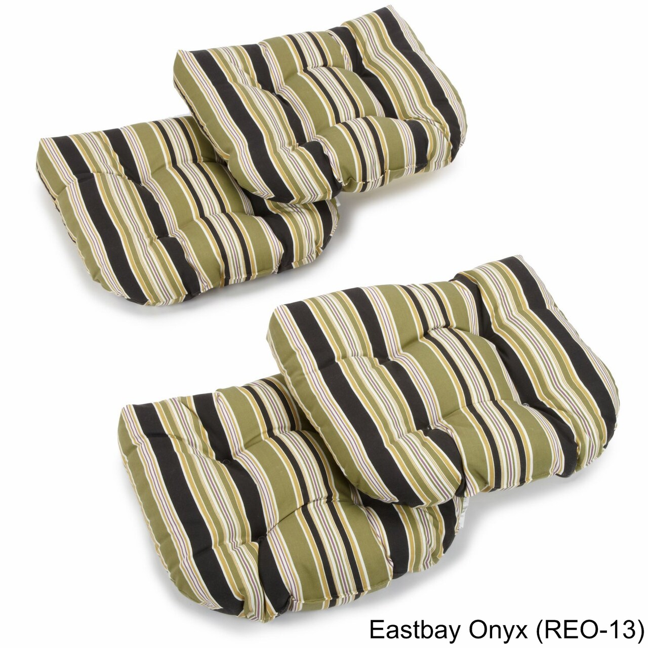 19-inch U-Shaped Spun Polyester Outdoor Tufted Dining Chair Cushions (Set of 4) - Eastbay Onyx
